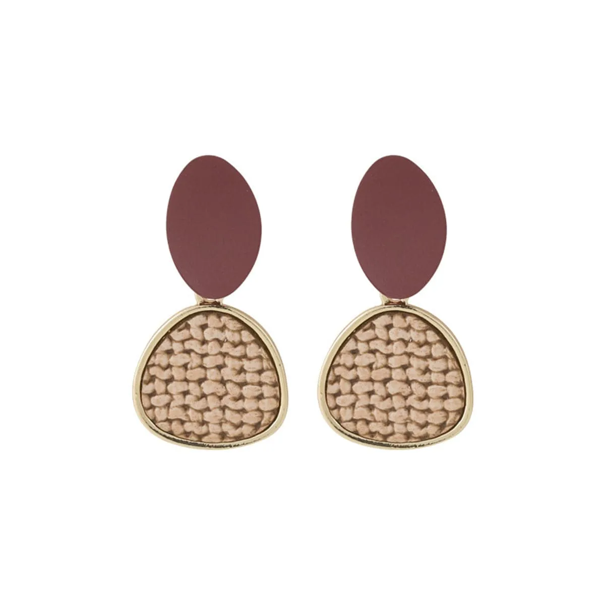 Brown Polystyrene & 18K Gold-Plated Woven Tiered Oval Drop Earrings
