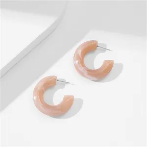 Brown Resin & Silver-Plated Hoop Earrings