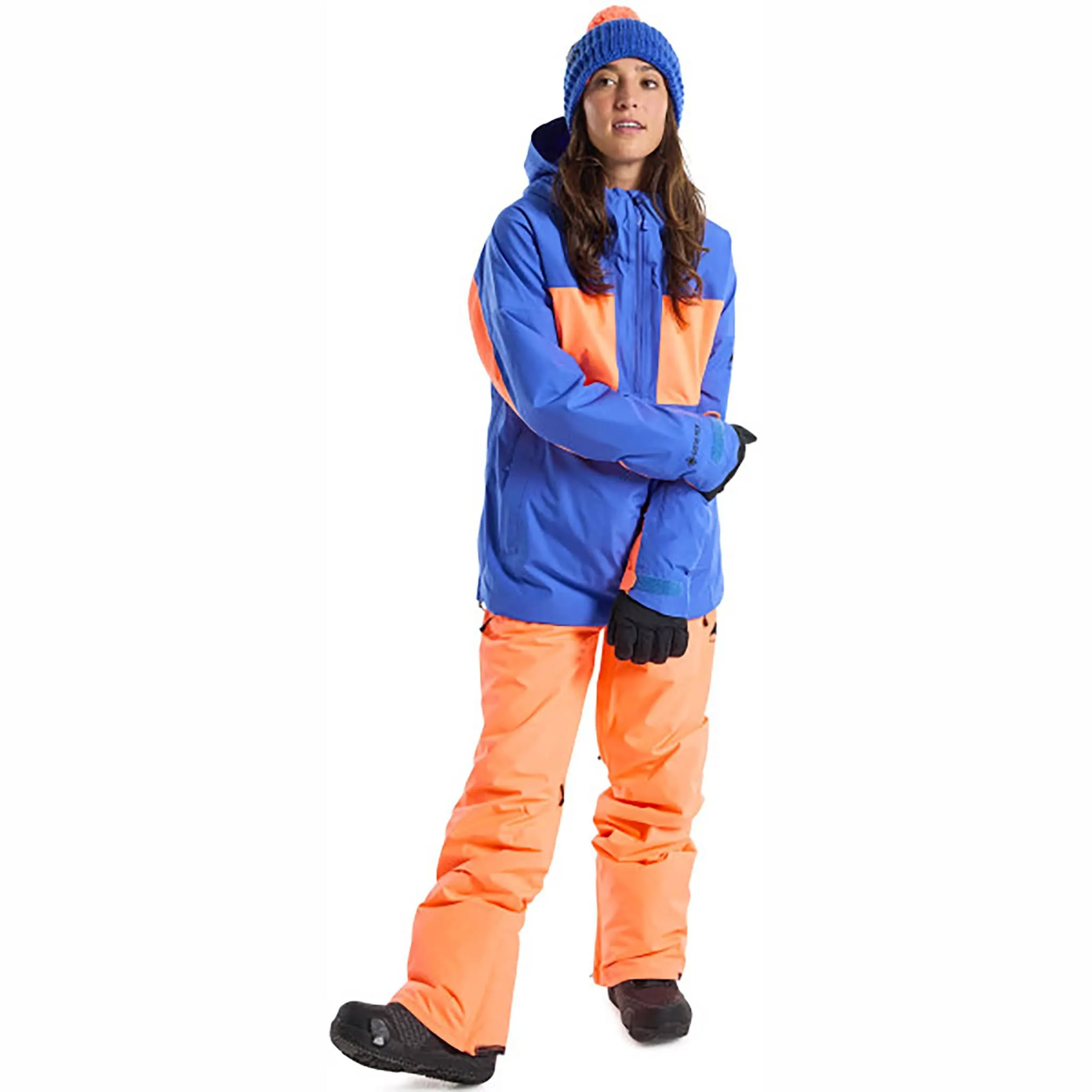 Burton Women's Pillowline GORE-TEX 2L Anorak Jacket Amparo Blue Tetra Orange