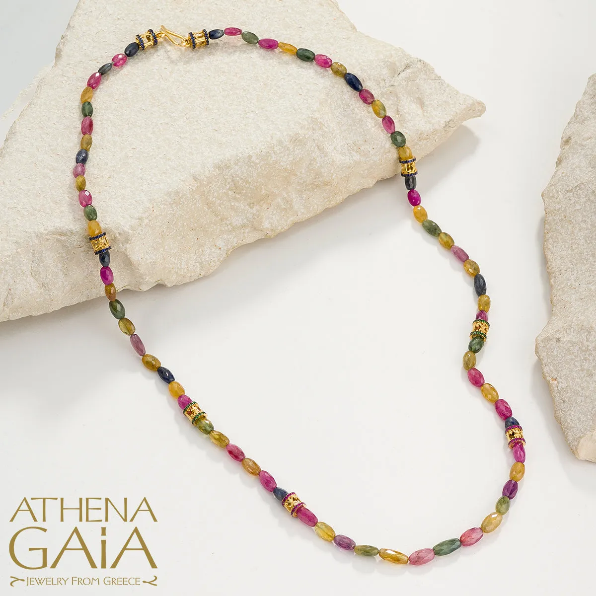 Byzantine Embroidery Small-Station Multi-Color River Necklace