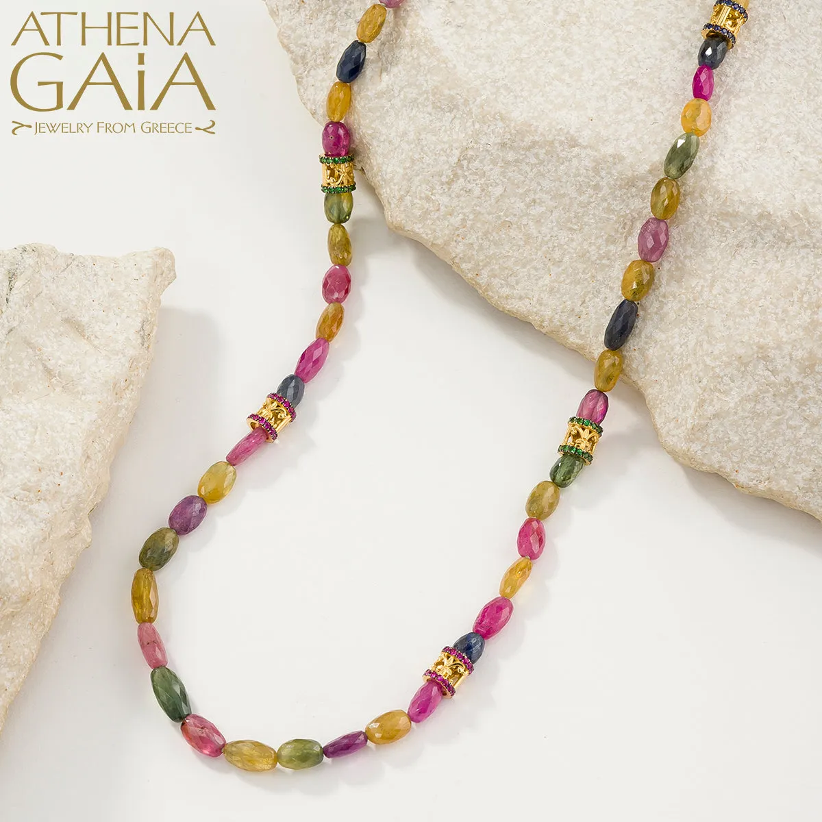 Byzantine Embroidery Small-Station Multi-Color River Necklace
