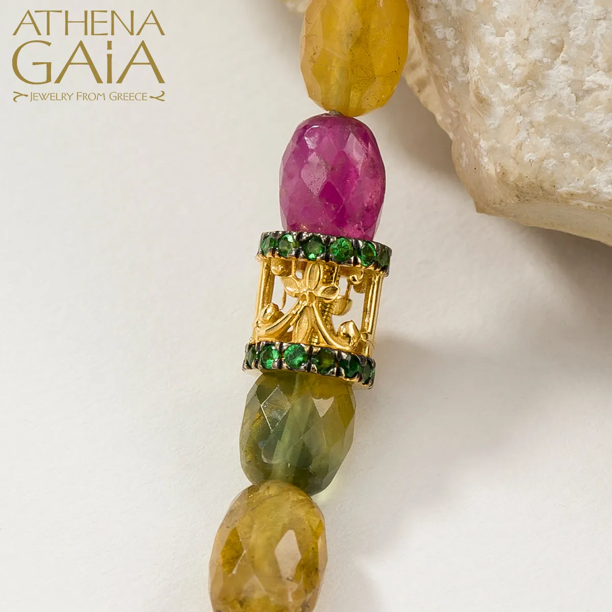 Byzantine Embroidery Small-Station Multi-Color River Necklace