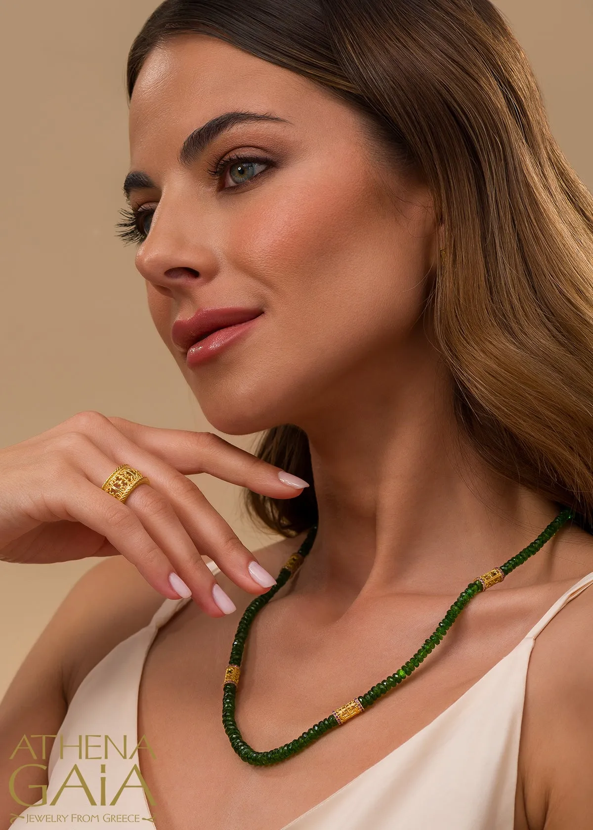 Byzantine Embroidery Wide River Necklace