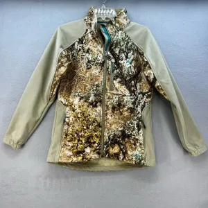 Cabela's Outfither Jacket Women's Small Brown Woodland Camo Softshell Hunting