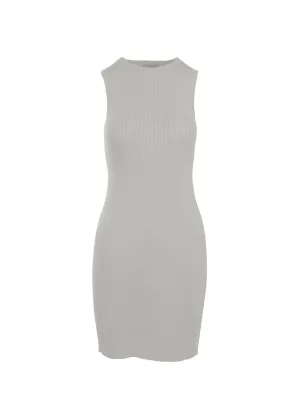 CAITLIN SLEEVELESS RIB DRESS - LIGHT HEATHER GREY