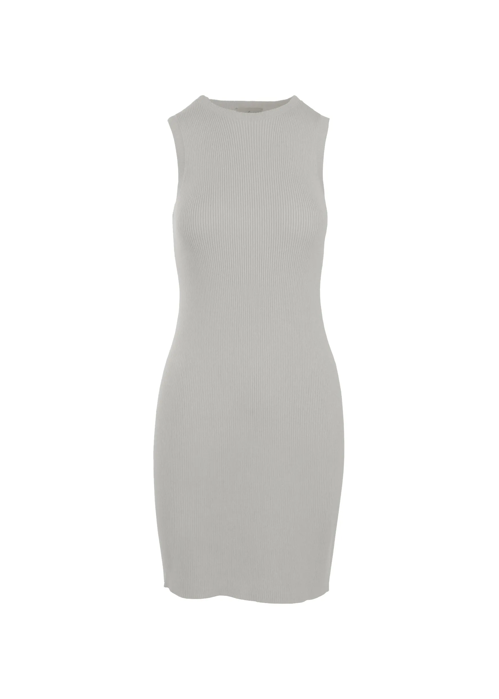 CAITLIN SLEEVELESS RIB DRESS - LIGHT HEATHER GREY