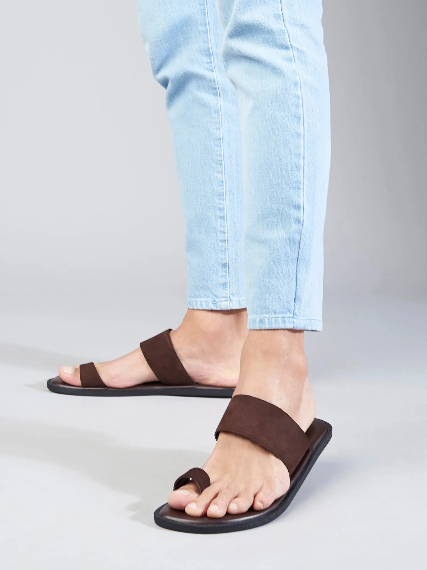 Capri Brown Suede Slippers For Men