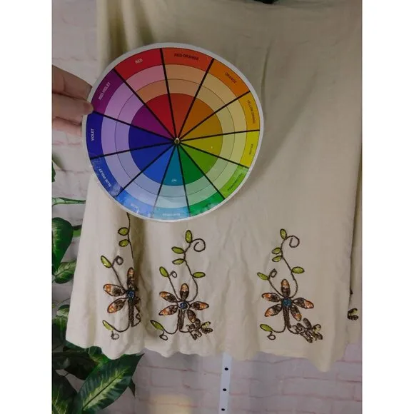 Carole Little Boho Linen Blend Beaded Floral A Line Skirt Size 8