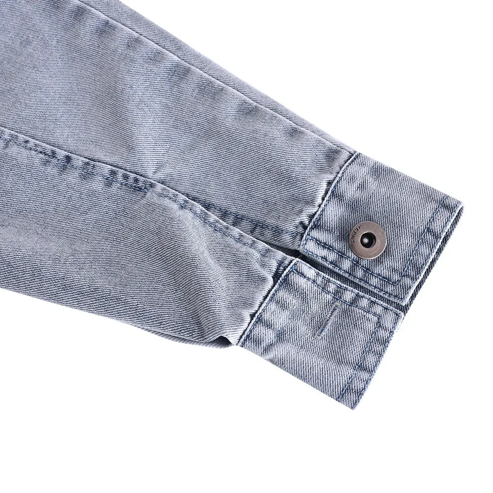 Casual Pile Collar Painting Tassel Denim Jacket Outerwear Cardigans