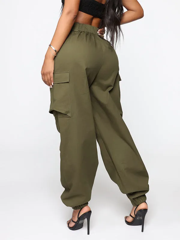 Casual Single Breasted Utility Pocket Cargo Pants