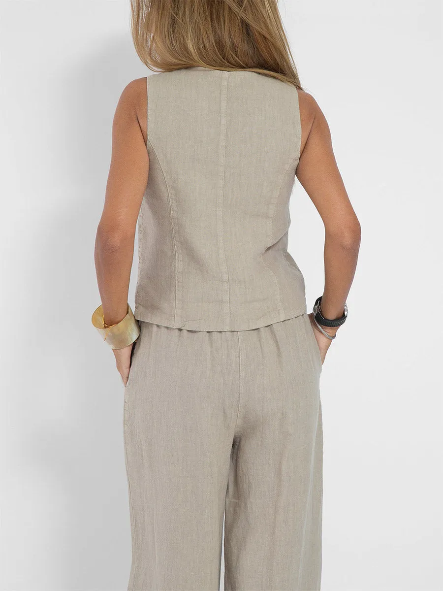 Casual Vest Wide Leg Pants Two-piece Set