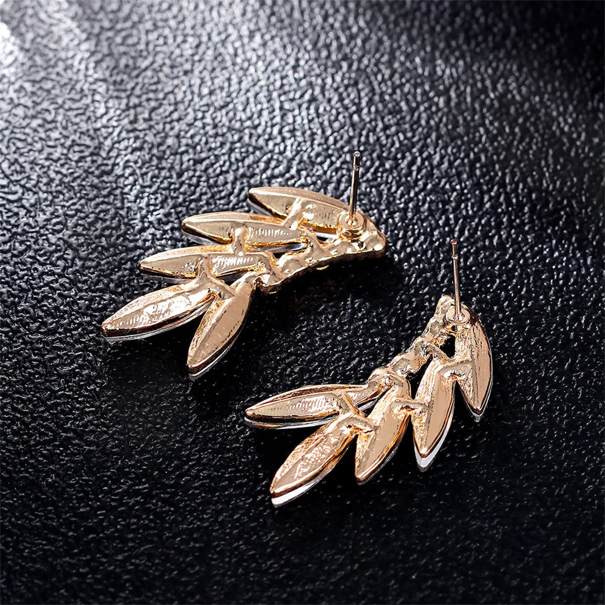 Champagne Crystal & Cubic Zirconia 18K Gold-Plated Leaf Ear Climbers