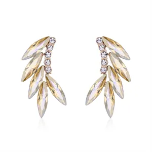 Champagne Crystal & Cubic Zirconia 18K Gold-Plated Leaf Ear Climbers
