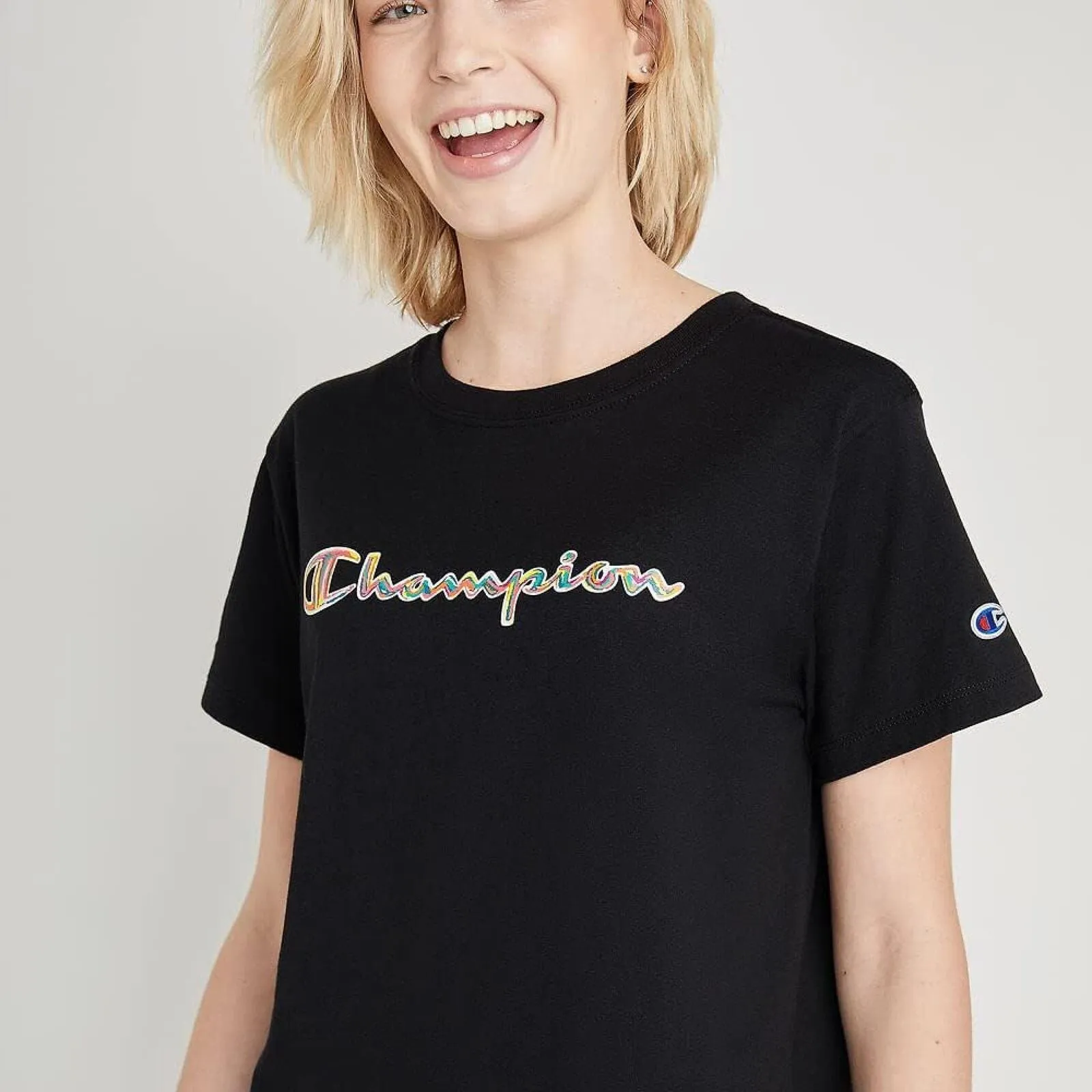 Champion Womens Classic Graphic Logo T-Shirt Tee GT18H586FTA