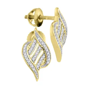 Charismatic 10K Yellow Gold Round Diamond Striped Cascading Stud Earrings 1/6 CTTW