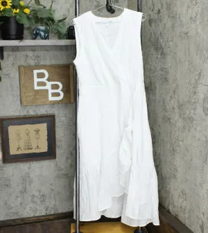 Charter Club Women's Cotton Eyelet Flounce Wrap Dress White 14