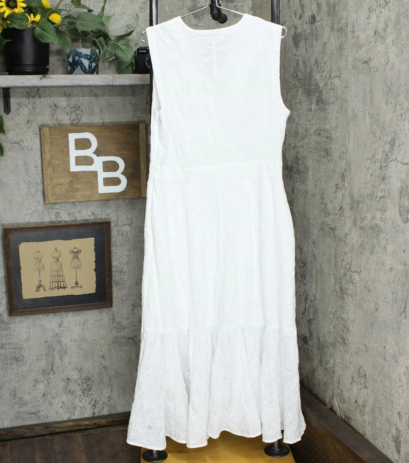 Charter Club Women's Cotton Eyelet Flounce Wrap Dress White 14