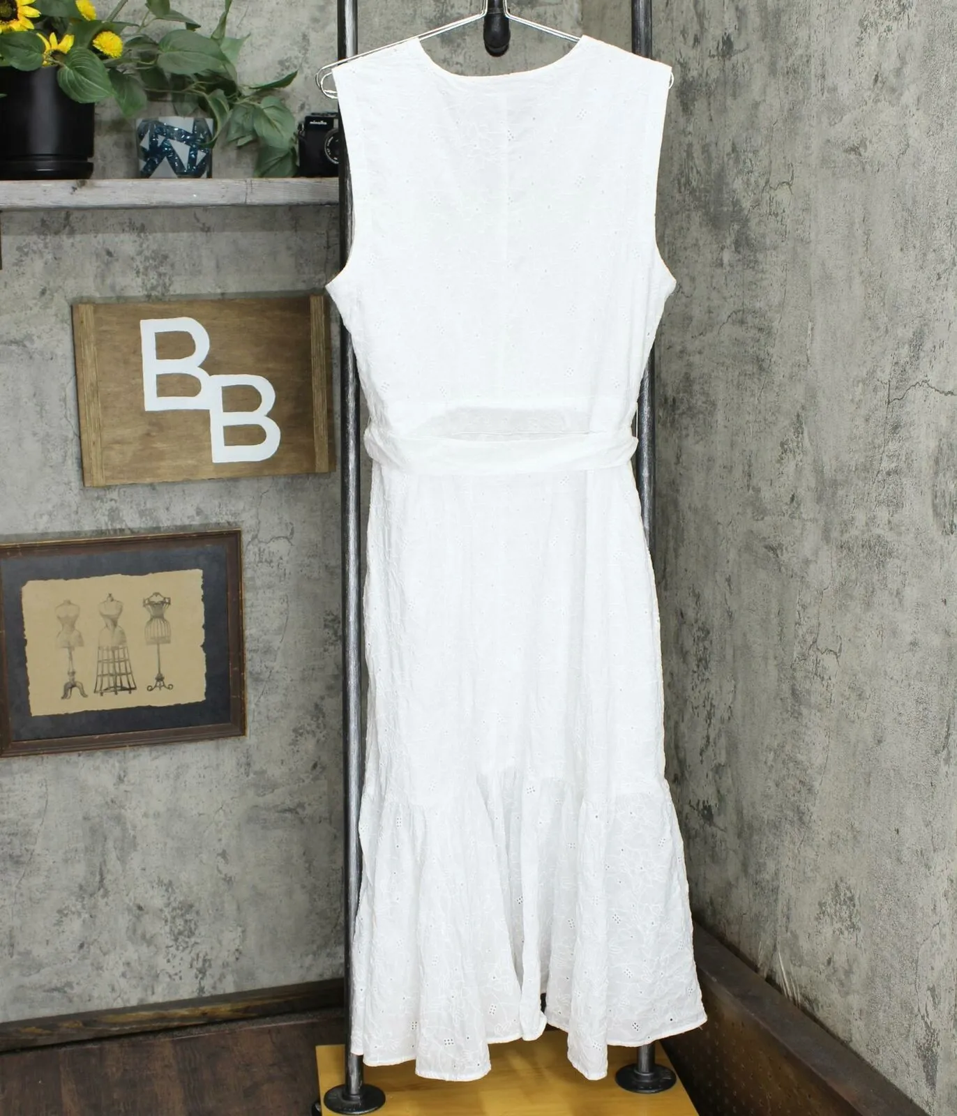 Charter Club Women's Cotton Eyelet Flounce Wrap Dress White 16