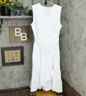Charter Club Women's Cotton Eyelet Flounce Wrap Dress White 16