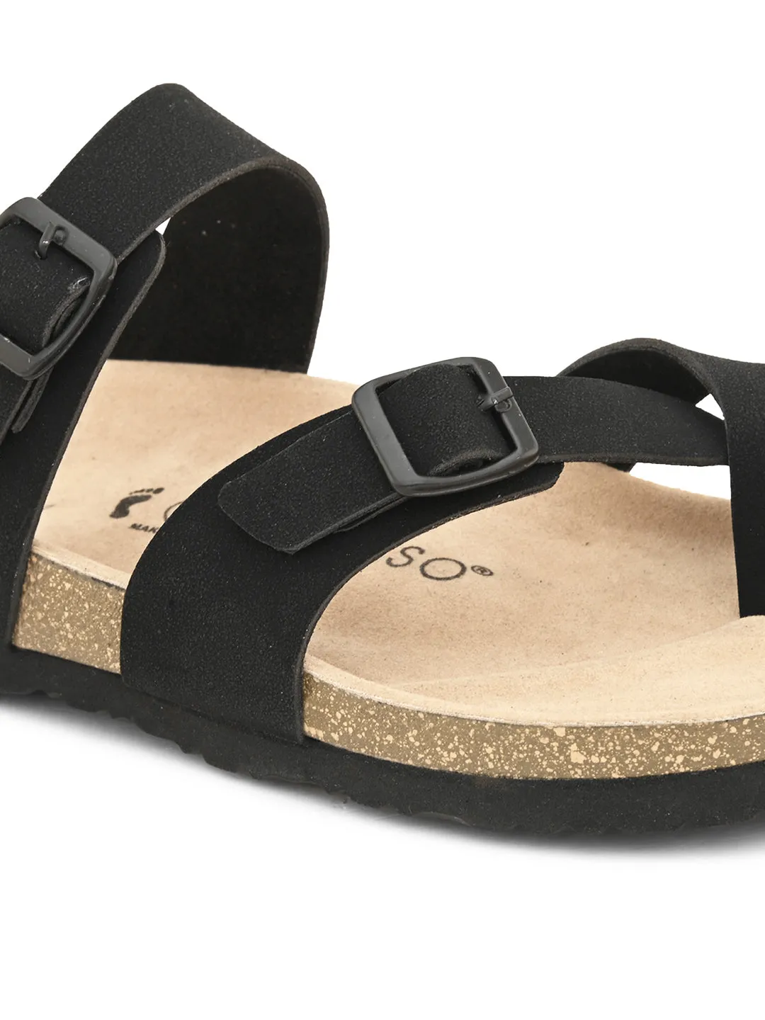 Chic Black Leather Sandal For Men