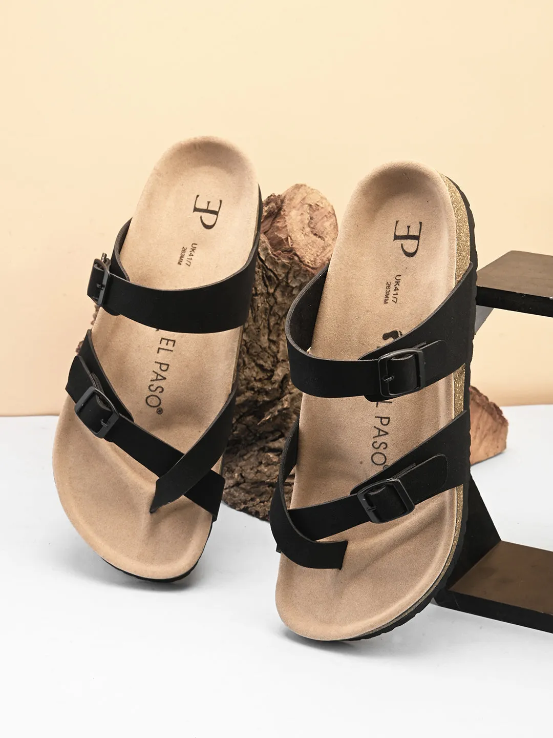 Chic Black Leather Sandal For Men