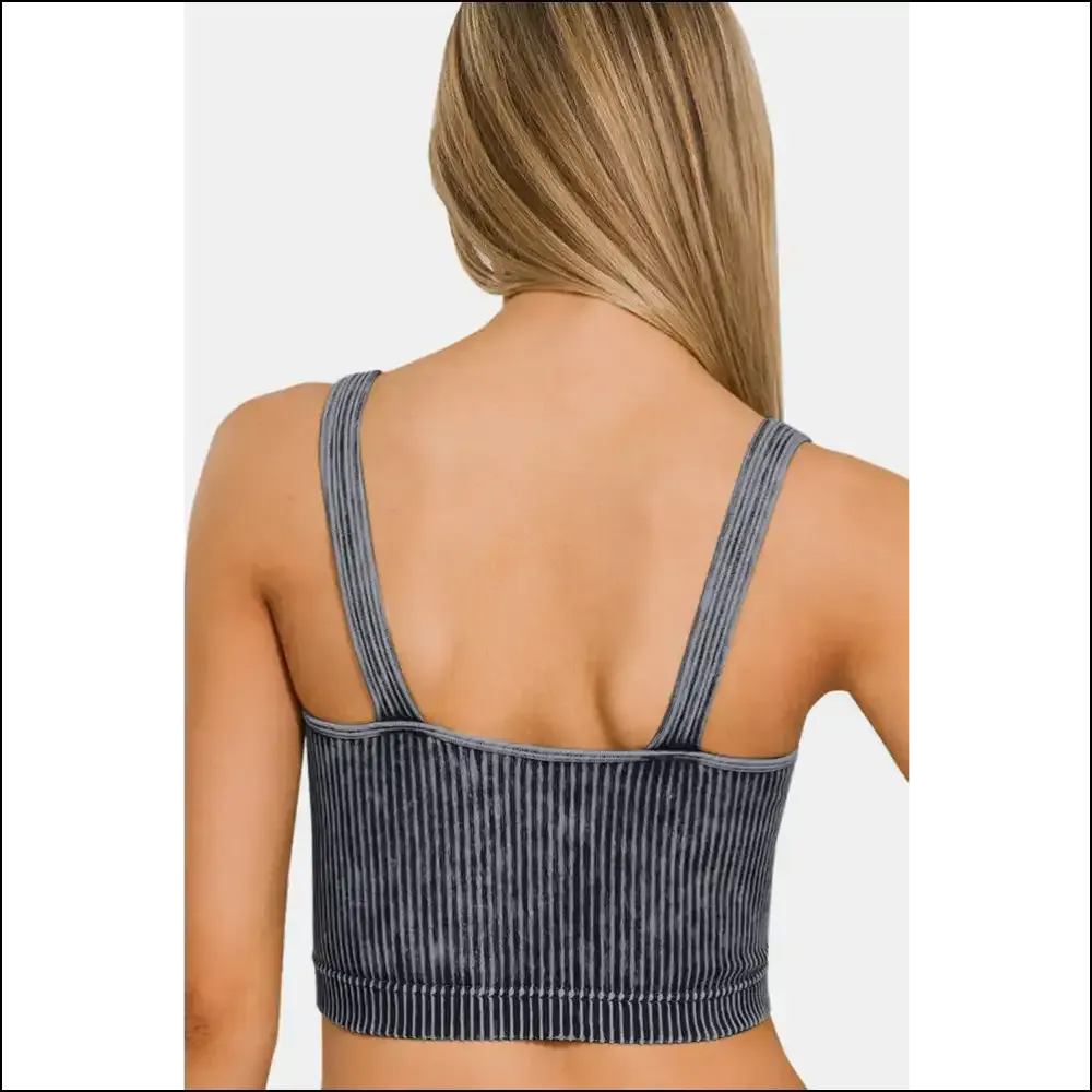 Chic Washed Ribbed Cropped V-Neck Tank