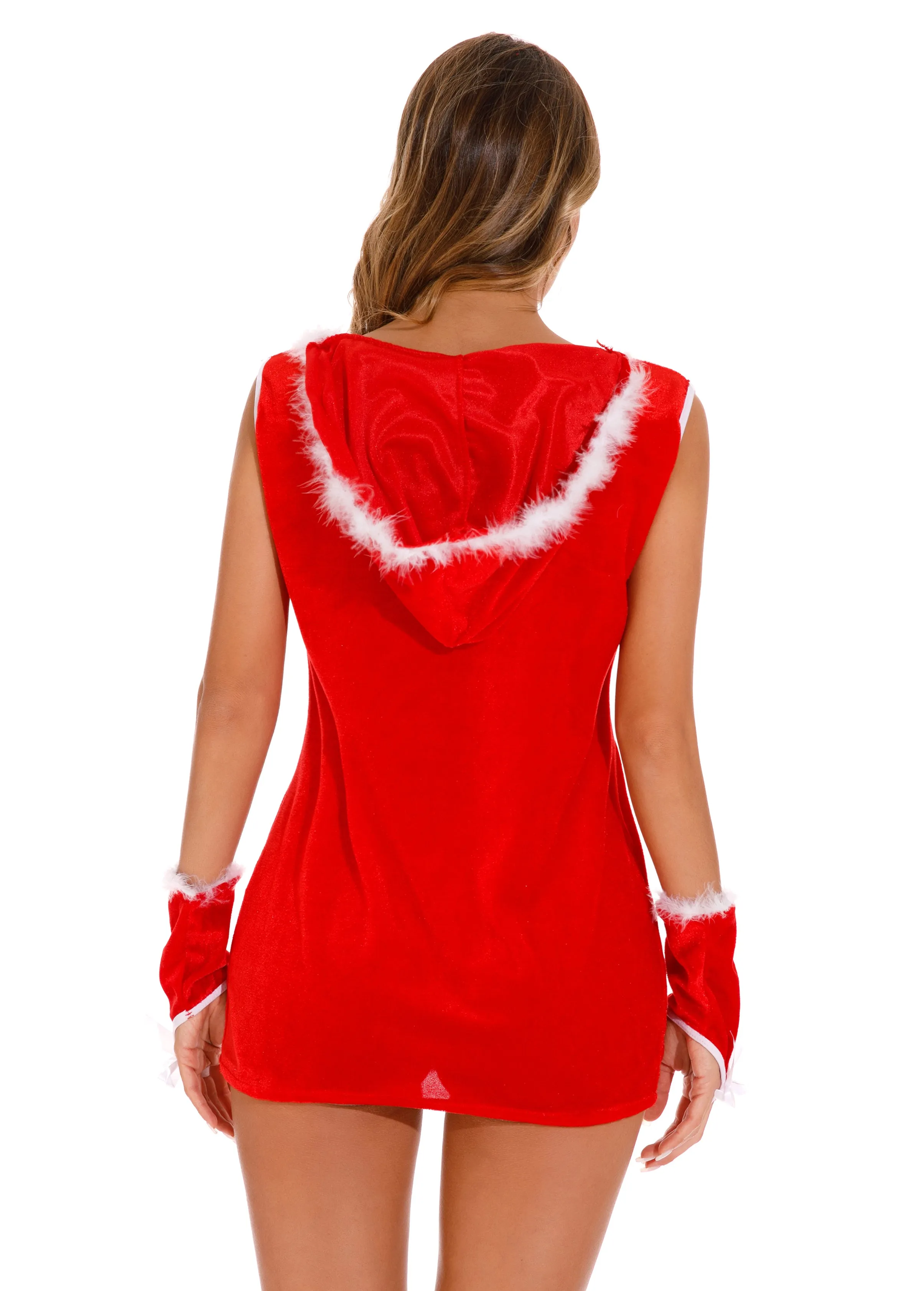 Christmas Red & White Women's Elegantly Embroidered - Sleepwear Lingerie Bodysuits with G-String