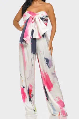 City Scape- Strapless Wide-Leg Jumpsuit