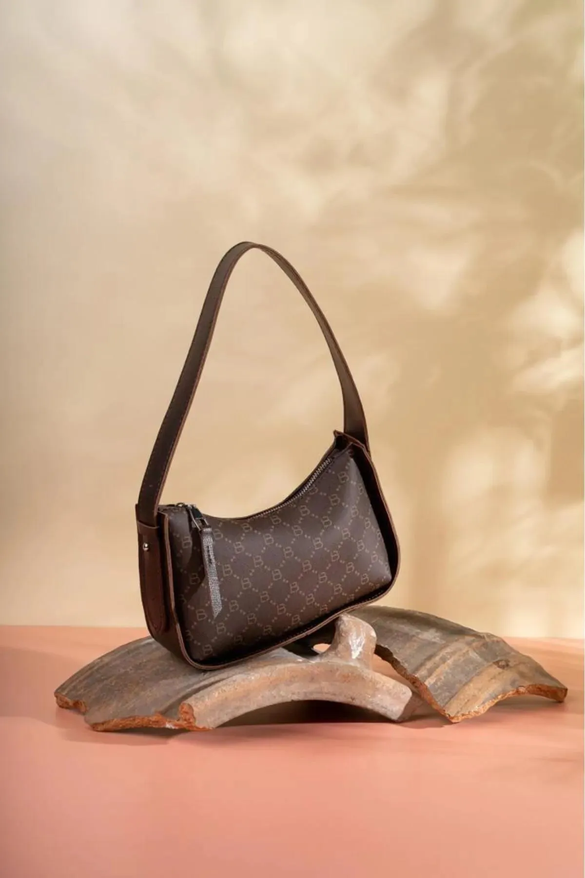 Classic Patterned Baguette Women's Hand and Shoulder Bag