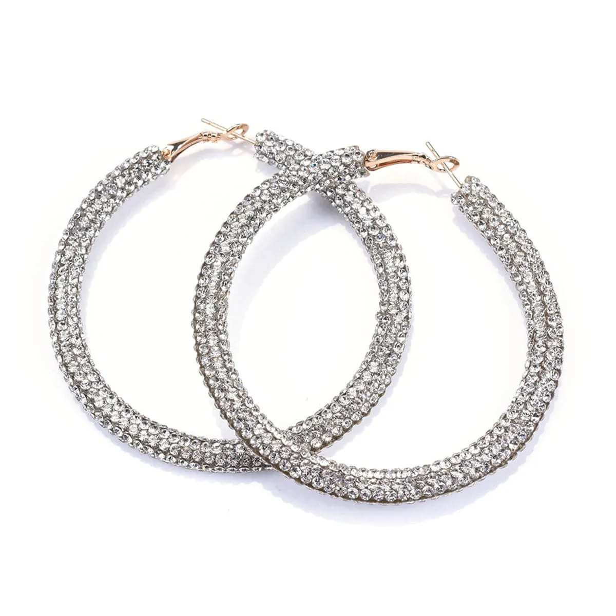 Clear Cubic Zirconia & 18K Gold-Plated Hoop Earrings