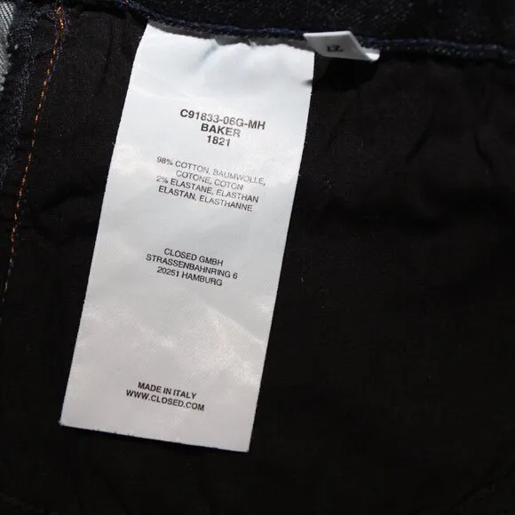 Closed Denim Italy Womens Baker 1821 Skinny Dark Wash Jeans Size 27