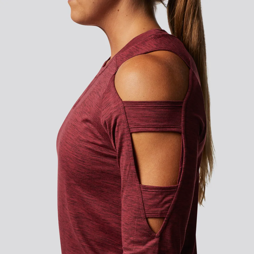 Cold Shoulder Long Sleeve (Maroon)