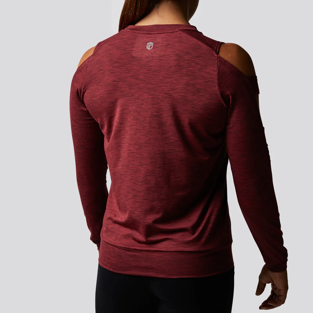 Cold Shoulder Long Sleeve (Maroon)