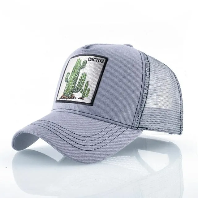 ContiNent 33 Fashion Animals Embroidery Baseball Caps Men Women Snapback Hip Hop Hat Summer Breathable Mesh Sun Gorras Unisex Streetwear Bone