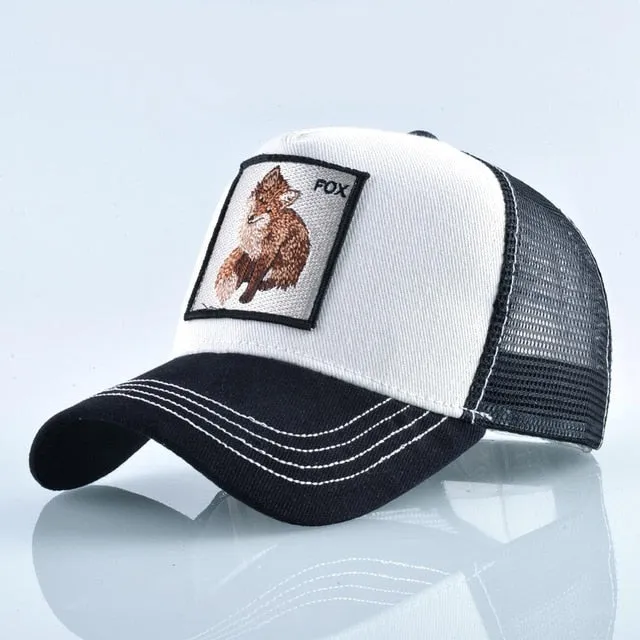 ContiNent 33 Fashion Animals Embroidery Baseball Caps Men Women Snapback Hip Hop Hat Summer Breathable Mesh Sun Gorras Unisex Streetwear Bone