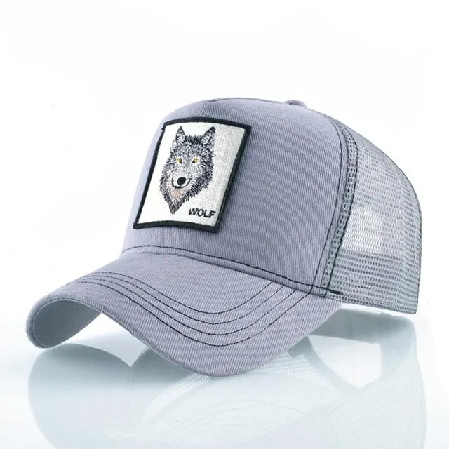 ContiNent 33 Fashion Animals Embroidery Baseball Caps Men Women Snapback Hip Hop Hat Summer Breathable Mesh Sun Gorras Unisex Streetwear Bone