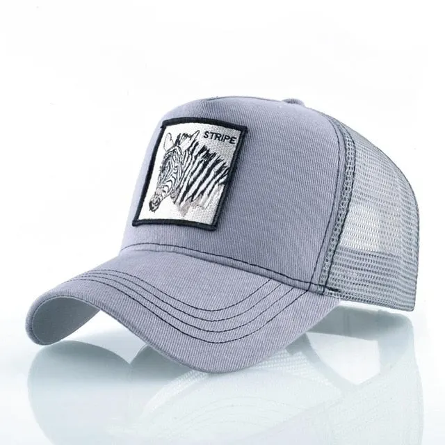 ContiNent 33 Fashion Animals Embroidery Baseball Caps Men Women Snapback Hip Hop Hat Summer Breathable Mesh Sun Gorras Unisex Streetwear Bone
