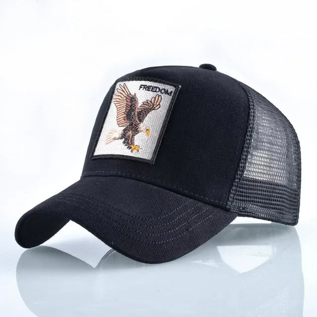 ContiNent 33 Fashion Animals Embroidery Baseball Caps Men Women Snapback Hip Hop Hat Summer Breathable Mesh Sun Gorras Unisex Streetwear Bone