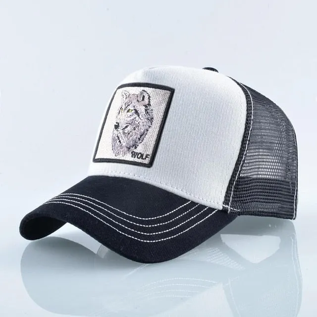 ContiNent 33 Fashion Animals Embroidery Baseball Caps Men Women Snapback Hip Hop Hat Summer Breathable Mesh Sun Gorras Unisex Streetwear Bone