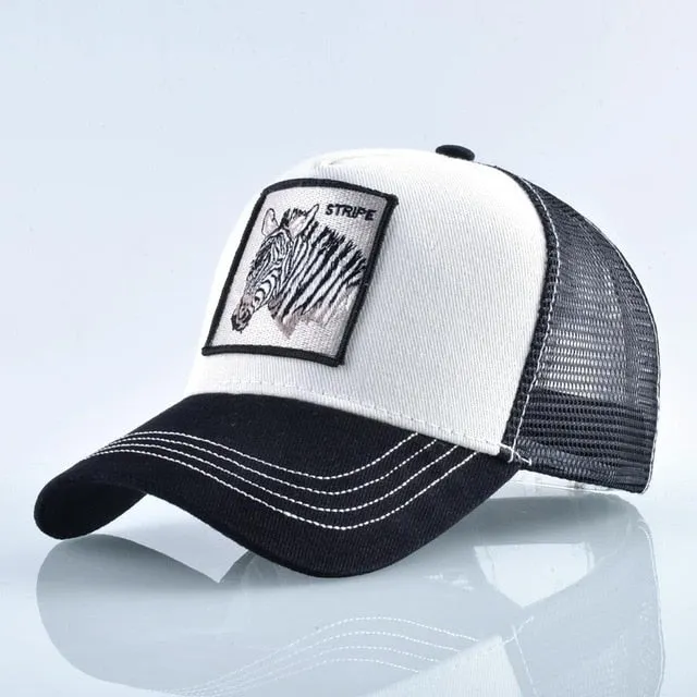 ContiNent 33 Fashion Animals Embroidery Baseball Caps Men Women Snapback Hip Hop Hat Summer Breathable Mesh Sun Gorras Unisex Streetwear Bone