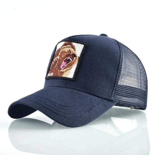 ContiNent 33 Fashion Animals Embroidery Baseball Caps Men Women Snapback Hip Hop Hat Summer Breathable Mesh Sun Gorras Unisex Streetwear Bone