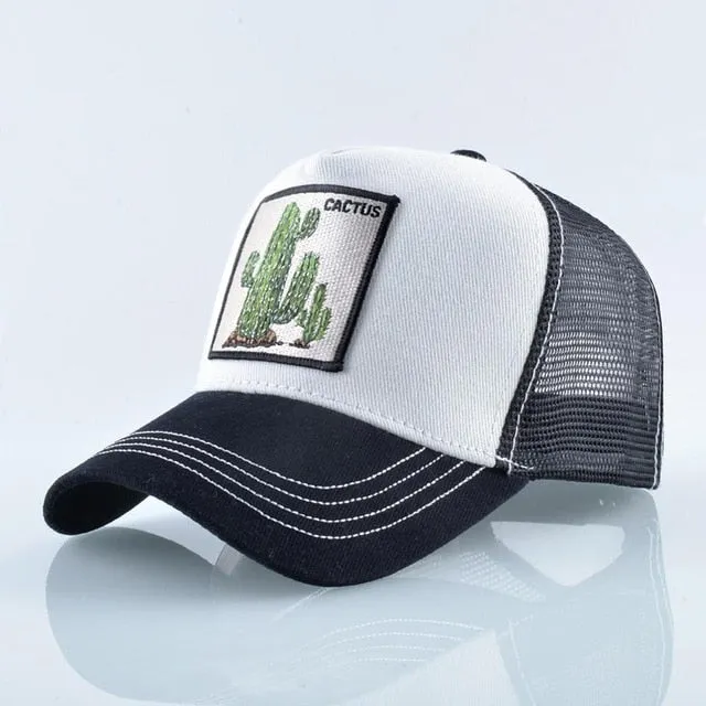 ContiNent 33 Fashion Animals Embroidery Baseball Caps Men Women Snapback Hip Hop Hat Summer Breathable Mesh Sun Gorras Unisex Streetwear Bone