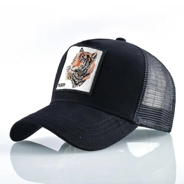 ContiNent 33 Fashion Animals Embroidery Baseball Caps Men Women Snapback Hip Hop Hat Summer Breathable Mesh Sun Gorras Unisex Streetwear Bone