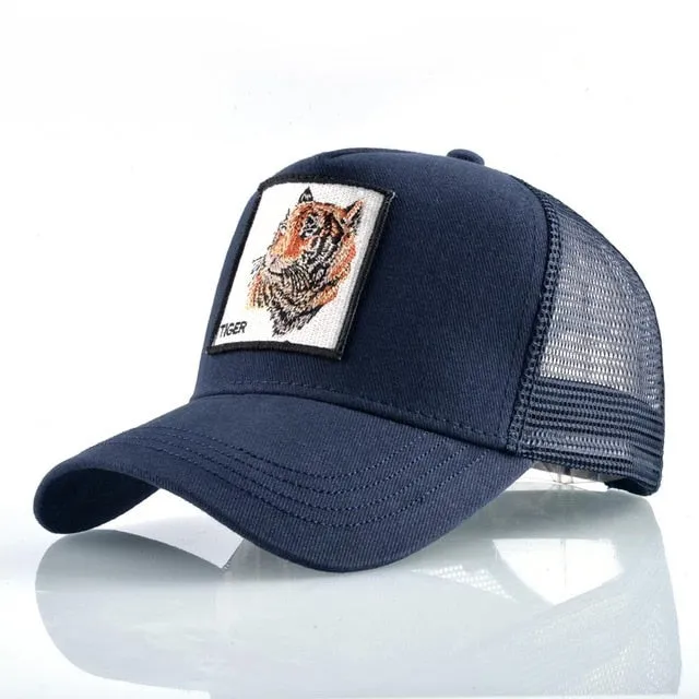 ContiNent 33 Fashion Animals Embroidery Baseball Caps Men Women Snapback Hip Hop Hat Summer Breathable Mesh Sun Gorras Unisex Streetwear Bone