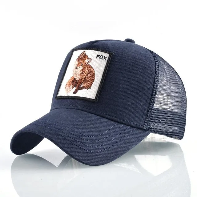 ContiNent 33 Fashion Animals Embroidery Baseball Caps Men Women Snapback Hip Hop Hat Summer Breathable Mesh Sun Gorras Unisex Streetwear Bone