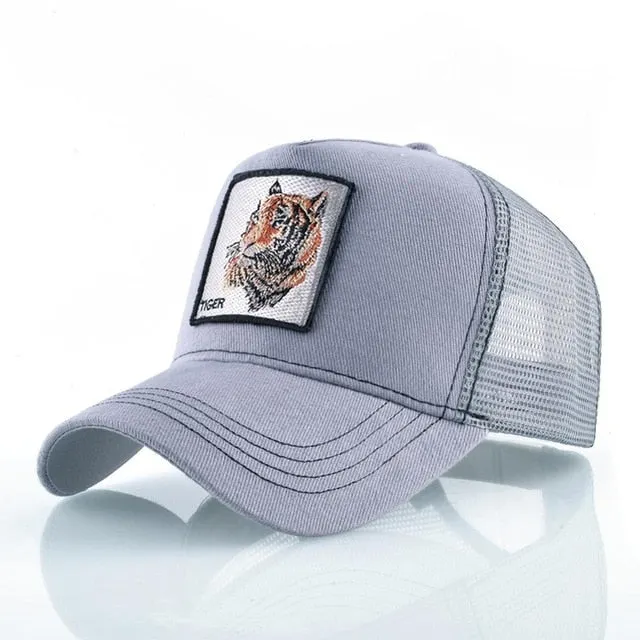 ContiNent 33 Fashion Animals Embroidery Baseball Caps Men Women Snapback Hip Hop Hat Summer Breathable Mesh Sun Gorras Unisex Streetwear Bone