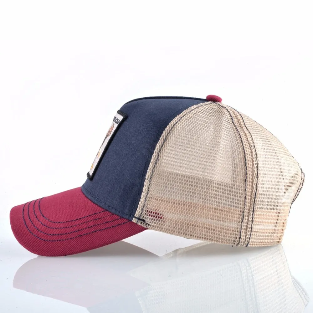 ContiNent 33 Fashion Animals Embroidery Baseball Caps Men Women Snapback Hip Hop Hat Summer Breathable Mesh Sun Gorras Unisex Streetwear Bone