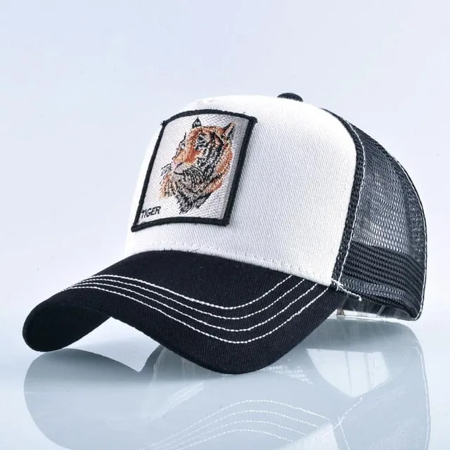ContiNent 33 Fashion Animals Embroidery Baseball Caps Men Women Snapback Hip Hop Hat Summer Breathable Mesh Sun Gorras Unisex Streetwear Bone