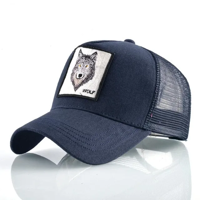 ContiNent 33 Fashion Animals Embroidery Baseball Caps Men Women Snapback Hip Hop Hat Summer Breathable Mesh Sun Gorras Unisex Streetwear Bone