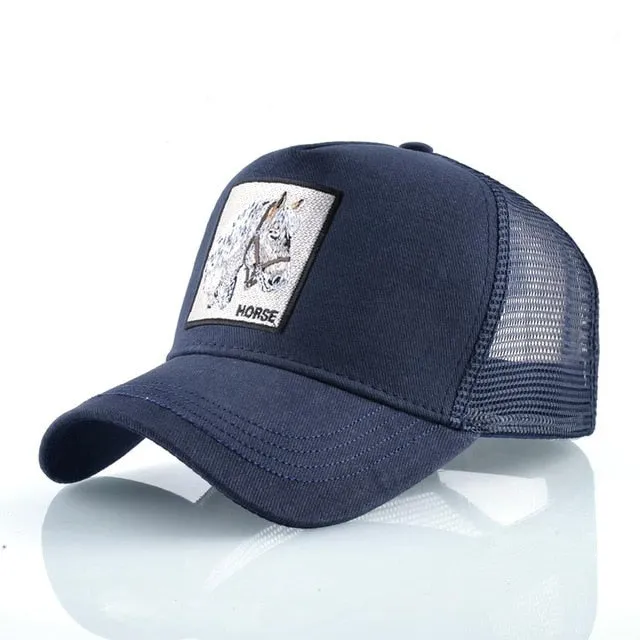 ContiNent 33 Fashion Animals Embroidery Baseball Caps Men Women Snapback Hip Hop Hat Summer Breathable Mesh Sun Gorras Unisex Streetwear Bone